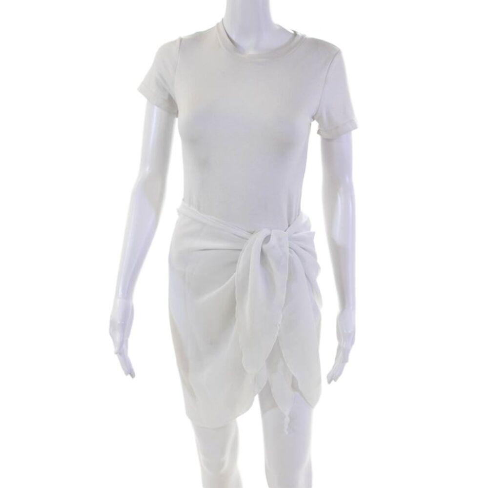 Zuliana Womens Wrap Skirt Swim Cover Up Solid White Size OS
